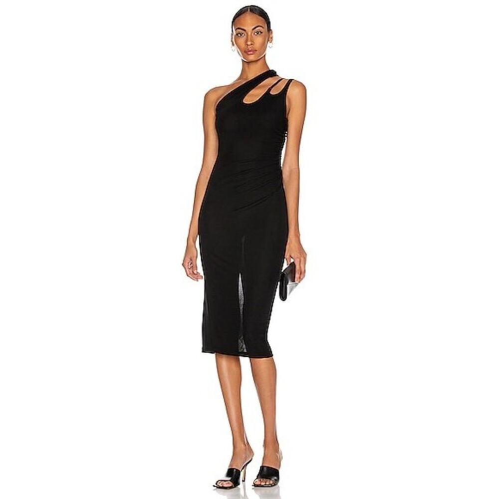 Mugler Cut Out One Shoulder Dress Womens 38‎ Black Excellent